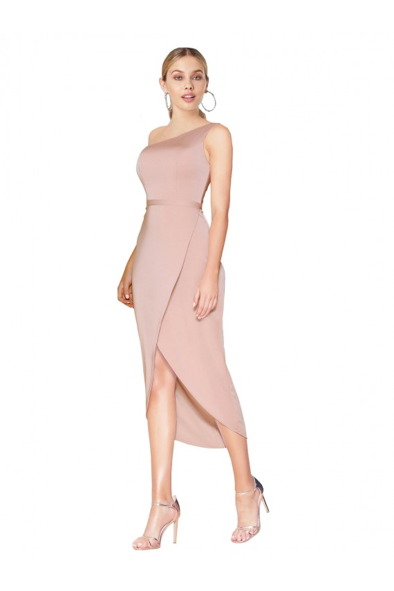 Knee Length Sleeveless Stretch Crepe Mauve Mermaid Formal Dress