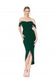 Knee Length Sleeveless Stretch Crepe Midnight Green Mermaid High Low Evening Dress
