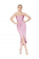 Knee Length Sleeveless Stretch Crepe Orchid Mermaid High Low Evening Dress