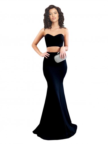 Long Sleeveless Stretch Crepe Black Mermaid Formal Evening Dress for Sale