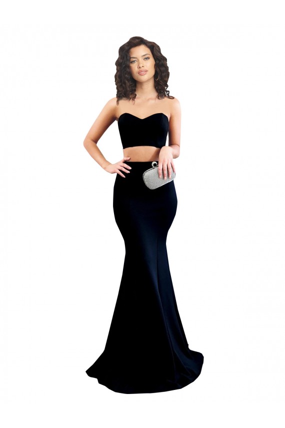 Long Sleeveless Stretch Crepe Black Mermaid Formal Evening Dress