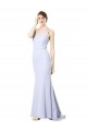 Long Sleeveless Stretch Crepe Light Sky Blue Mermaid Evening Gown