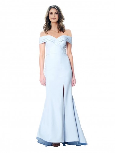 Long Sleeveless Stretch Crepe Light Sky Blue Mermaid Evening Dress for Sale