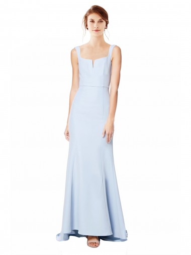 Long Sleeveless Stretch Crepe Light Sky Blue Mermaid Formal Dress for Sale