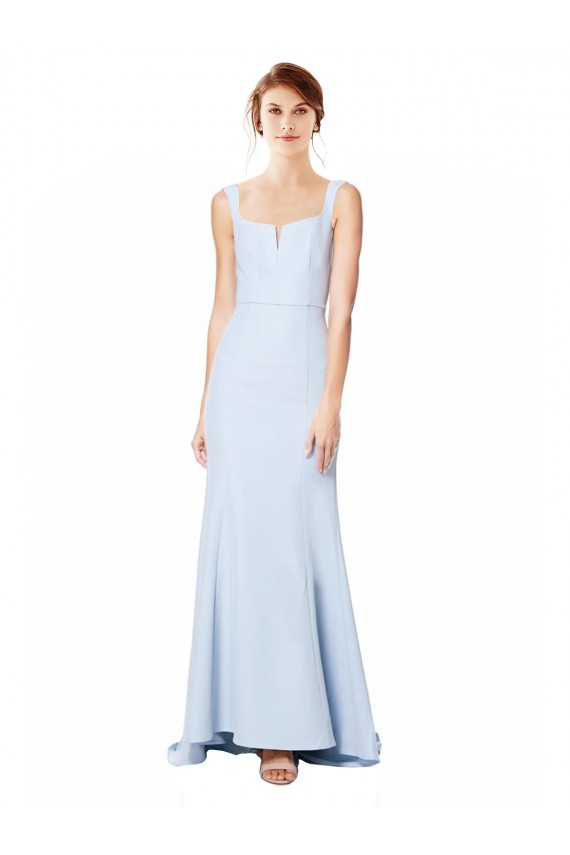 Long Sleeveless Stretch Crepe Light Sky Blue Mermaid Formal Dress