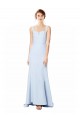 Long Sleeveless Stretch Crepe Light Sky Blue Mermaid Formal Dress