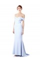 Long Sleeveless Stretch Crepe Light Sky Blue Off the Shoulder Mermaid Formal Dress