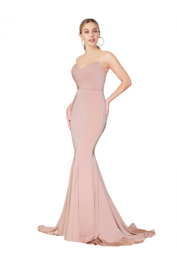 Long Sleeveless Stretch Crepe Mauve Mermaid Formal Dress