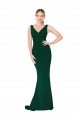 Long Sleeveless Stretch Crepe Midnight Green Mermaid Formal Evening Dress