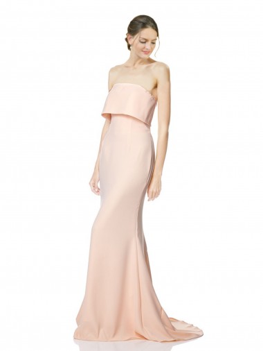 Long Sleeveless Stretch Crepe Nude Mermaid Black Tie Evening Dress for Sale