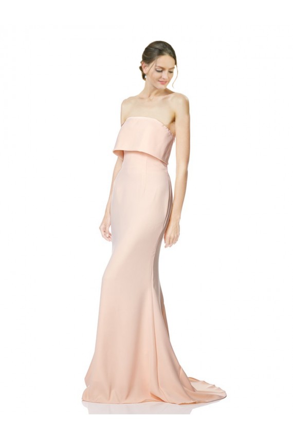 Long Sleeveless Stretch Crepe Nude Mermaid Black Tie Evening Dress