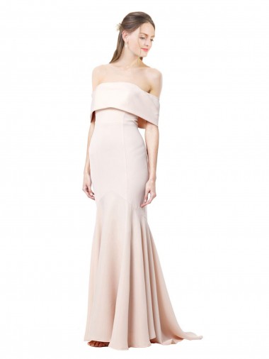 Long Sleeveless Stretch Crepe Nude Mermaid Formal Evening Dress for Sale