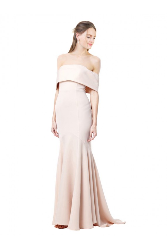 Long Sleeveless Stretch Crepe Nude Mermaid Formal Evening Dress