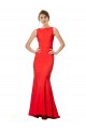 Long Sleeveless Stretch Crepe Red Mermaid Open Back Evening Dress