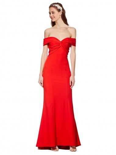 Long Sleeveless Stretch Crepe Red Mermaid Evening Gown for Sale