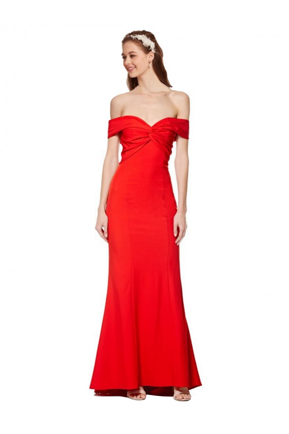 Long Sleeveless Stretch Crepe Red Mermaid Evening Gown