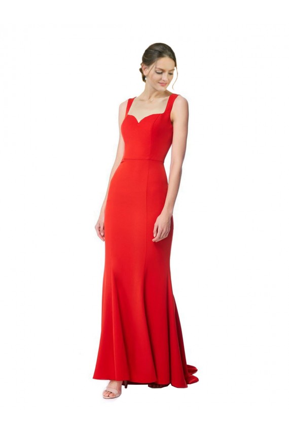 Long Sleeveless Stretch Crepe Red Mermaid Formal Evening Gown