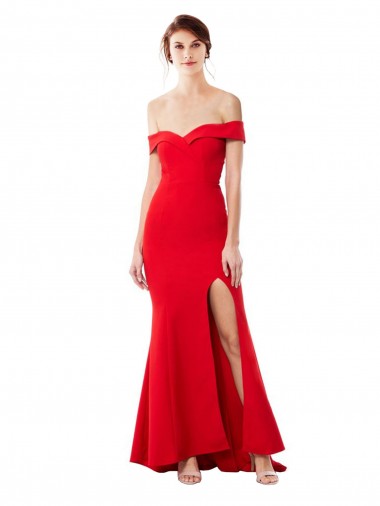 Long Sleeveless Stretch Crepe Red Mermaid Formal Evening Dresses for Sale