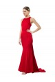 Long Sleeveless Stretch Crepe Red Mermaid Formal Evening Dress