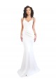 Long Sleeveless Stretch Crepe White Mermaid Black Tie Evening Dress