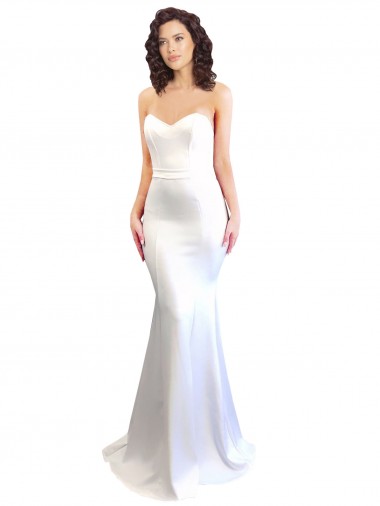 Long Sleeveless Stretch Crepe White Mermaid Formal Evening Dress for Sale