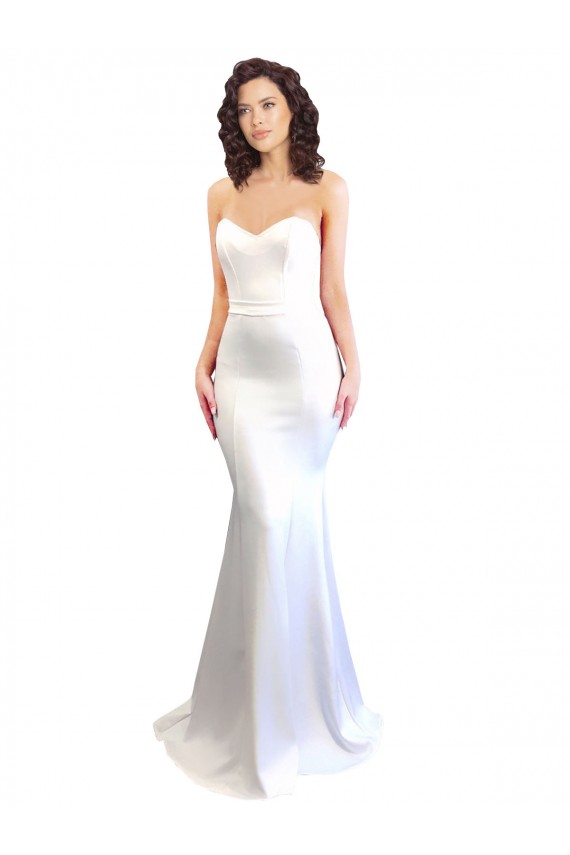 Long Sleeveless Stretch Crepe White Mermaid Formal Evening Dress