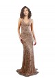 Long Sleeveless Stretch Crepe & Sequin Tulle Rose Gold Mermaid Formal Evening Dress