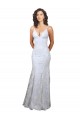 Long Sleeveless Stretch Crepe & Sequin Tulle White Mermaid Formal Evening Dress
