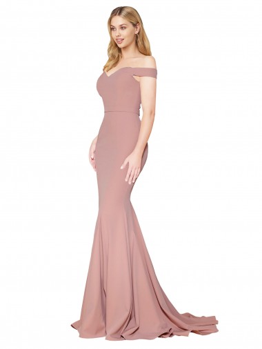 Sweep Train Sleeveless Stretch Crepe Dusty Pink Mermaid Formal Evening Dress for Sale