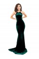 Sweep Train Sleeveless Stretch Velvet Dark Green Mermaid Formal Evening Dress