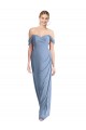 Long Sleeveless Soft Chiffon Dusty Blue Mermaid Semi Formal Evening Dress