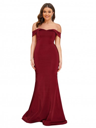 Long Sleeveless Spandex Burgundy Mermaid Plus Size Formal Evening Dress for Sale