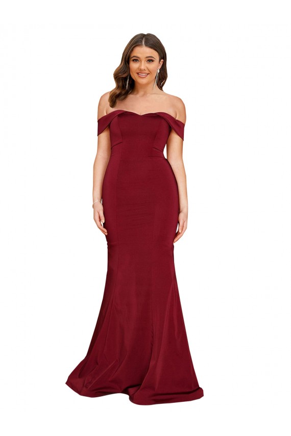 Long Sleeveless Spandex Burgundy Mermaid Plus Size Formal Evening Dress
