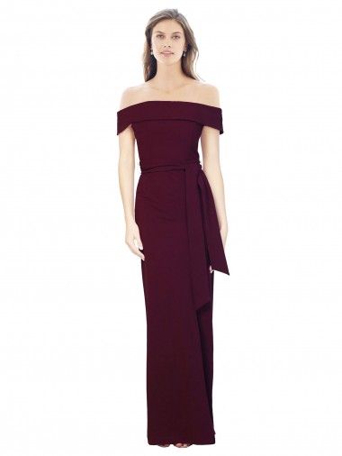 Long Sleeveless Stretch Crepe Burgundy Gold Off the Shoulder Mermaid Formal Evening Dress for Sale