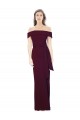 Long Sleeveless Stretch Crepe Burgundy Gold Off the Shoulder Mermaid Formal Evening Dress