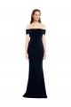 Long Sleeveless Stretch Crepe Dark Navy Off the Shoulder Mermaid Formal Dress