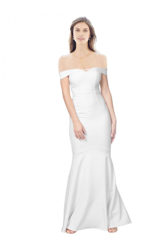 Long Sleeveless Stretch Crepe Ivory Mermaid Formal Dress