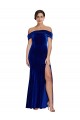 Long Sleeveless Stretch Velvet Royal Blue Mermaid Formal Evening Dress