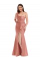 Long Sleeveless Silky Satin Georgia Peach Mermaid Black Tie Plus Size Evening Dress