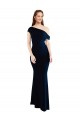 Long Sleeveless Stretch Crepe Dark Navy Mermaid Formal Evening Dress