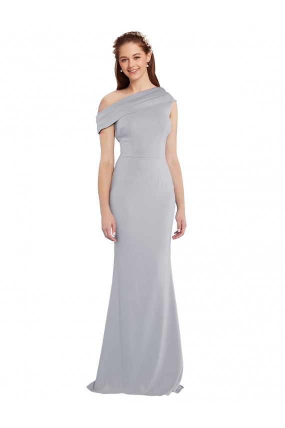 Long Sleeveless Stretch Crepe Grey Mermaid Formal Dress
