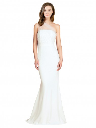 Sweep Train Sleeveless Stretch Crepe & Tulle Ivory Mermaid Formal Evening Dress for Sale