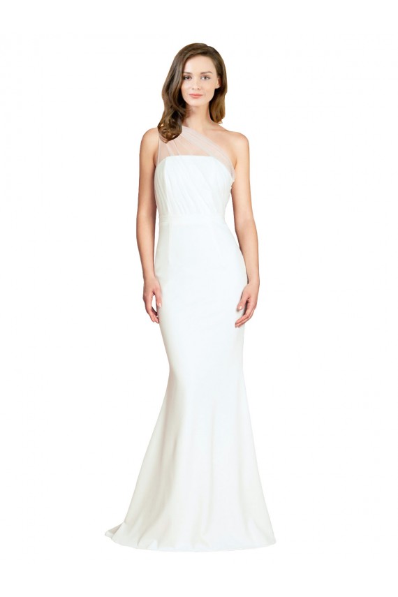Sweep Train Sleeveless Stretch Crepe & Tulle Ivory Mermaid Formal Evening Dress
