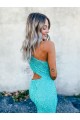 Sweep Train Sleeveless Velvet Sequin Mermaid Evening Dresses