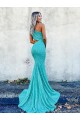 Sweep Train Sleeveless Velvet Sequin Mermaid Evening Dresses