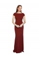 Long Cap Sleeves Stretch Crepe Burgundy Mermaid Formal Evening Dress