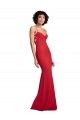 Long Sleeveless Stretch Crepe Red Spaghetti Straps Mermaid Evening Dress