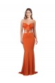 Long Sleeveless Spandex Orange Mermaid Formal Evening Dress