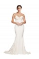 Sweep Train Sleeveless Stretch Satin Ivory Mermaid Formal Evening Dress