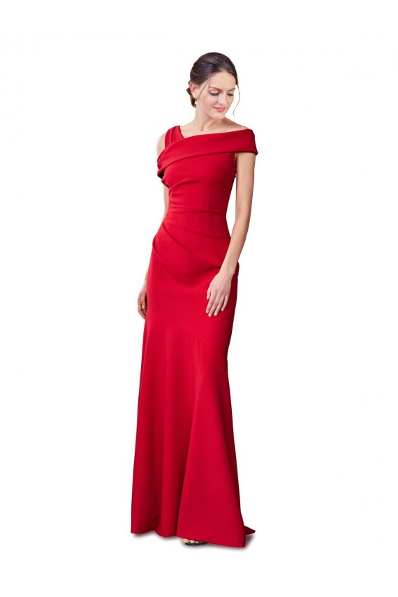 Long Stretch Crepe Red Mermaid Formal Evening Dress